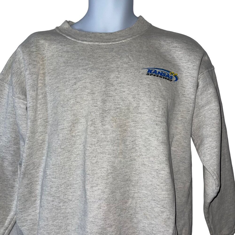 Rare Vintage ISC Kansas Speedway Sweeatshirt Mens L Made USA Well Worn Gray - Picture 3 of 11